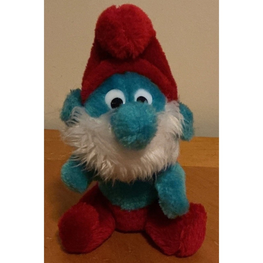Papa Smurf 8" Plush Stuffed Toy Peyo Vintage 1981 Wallace Berrie & Co.‎ Korea